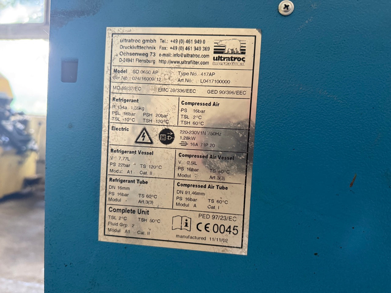 Ultratroc SD 0650 AP refrigerated compressed air dryer